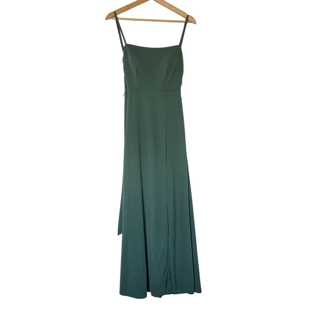 Birdy Grey maxi green formal dress padded women's size XS open back side slit